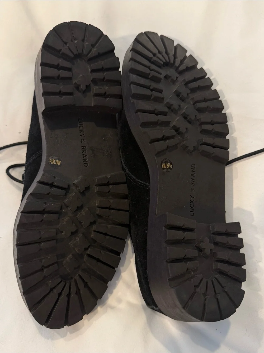Lucky Brand Black Suede Derby Shoes Size 8
